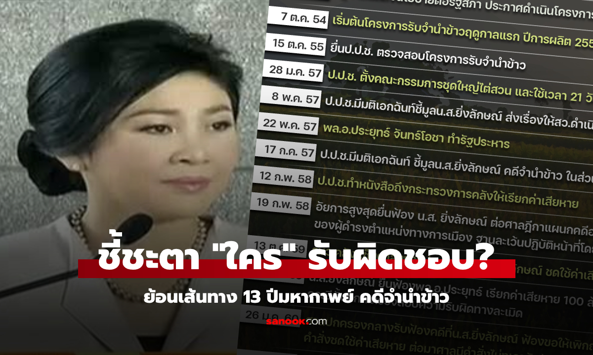 ชี้ชะตาวันนี้!!! ย้อนไทม์ไลน์ 13 ปีมหากาพย์ เส้นทางคดีจำนำข้าว "ใคร" จะเป็นผู้รับผิดชอบ?