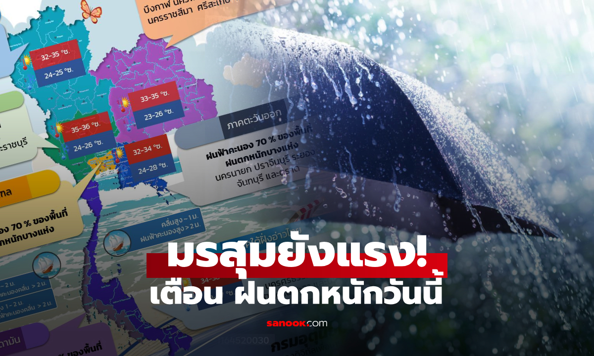 พยากรณ์วันนี้ 7 ภาคฝนถล่ม กรุงเทพหนัก 70% เสี่ยงน้ำท่วม เตือนอันดามันคลื่นแรง