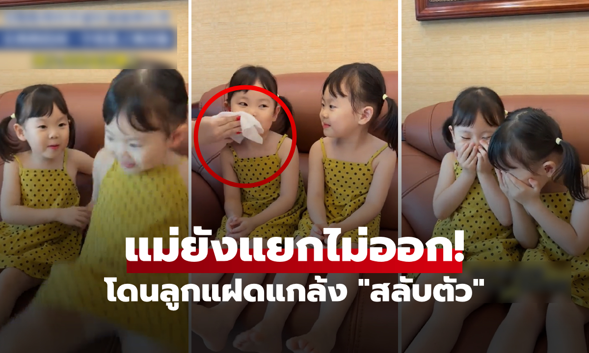 แฝดจิ๋วสุดแสบ "สลับตัว" ในพริบตา ให้แม่เช็ดหน้าคนเดิมซ้ำ 2 รอบ โดยไม่รู้ตัว!