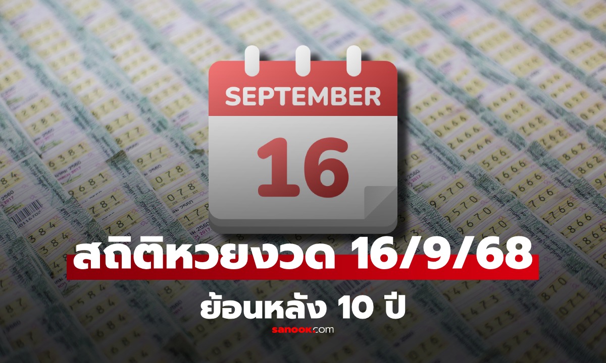 สถิติหวย งวด 16 กันยายน ย้อนหลัง 10 ปี สถิติหวย 16/9/68 หวยงวดนี้ 16 กันยายน 2568