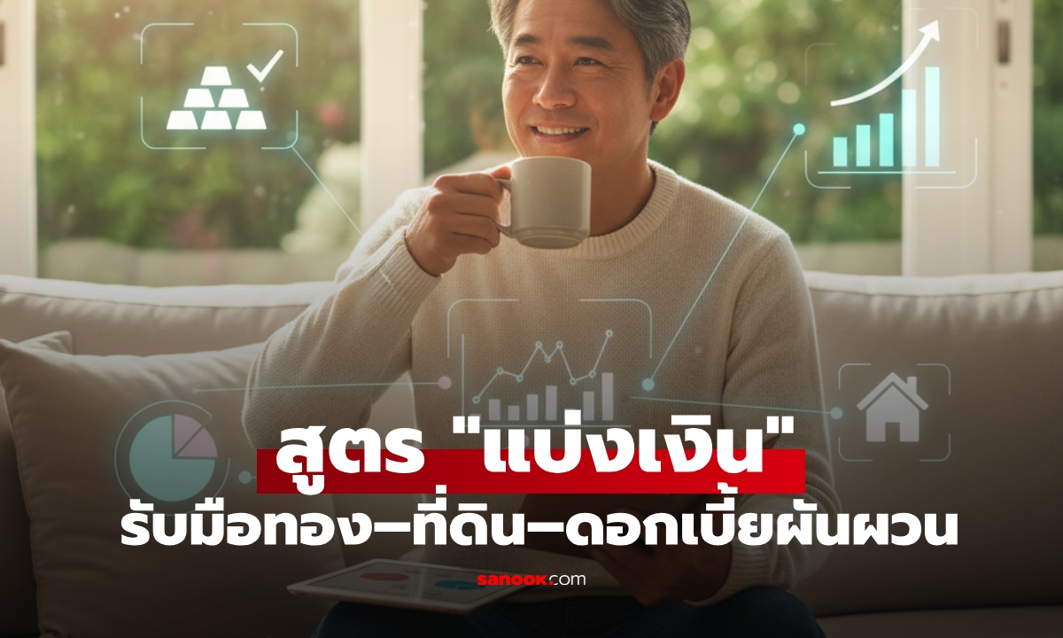 คนวัย 45 แชร์วิธี "แบ่งเงิน" หมดกังวลเรื่องทองคำ ที่ดิน อัตราดอกเบี้ยที่ผันผวน!
