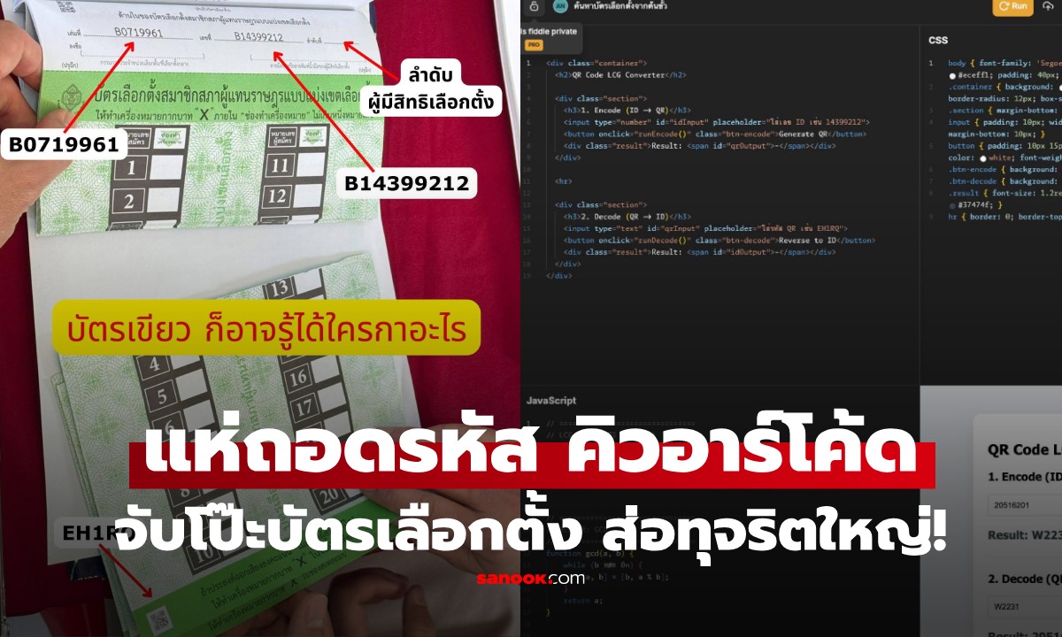 ชาวไอที แห่ถอดรหัส "คิวอาร์โค้ด" บัตรเลือกตั้ง จับโป๊ะใหญ่ สรุป ปลอดภัย หรือ คุกคาม?