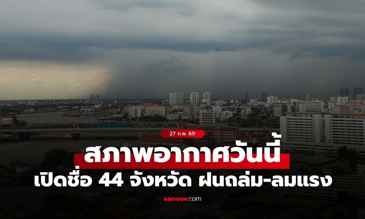 สภาพอากาศวันนี้ กรมอุตุฯ เตือน ฝนฟ้าคะนอง-ลมกระโชกแรง 44 จังหวัด โดนเต็มๆ