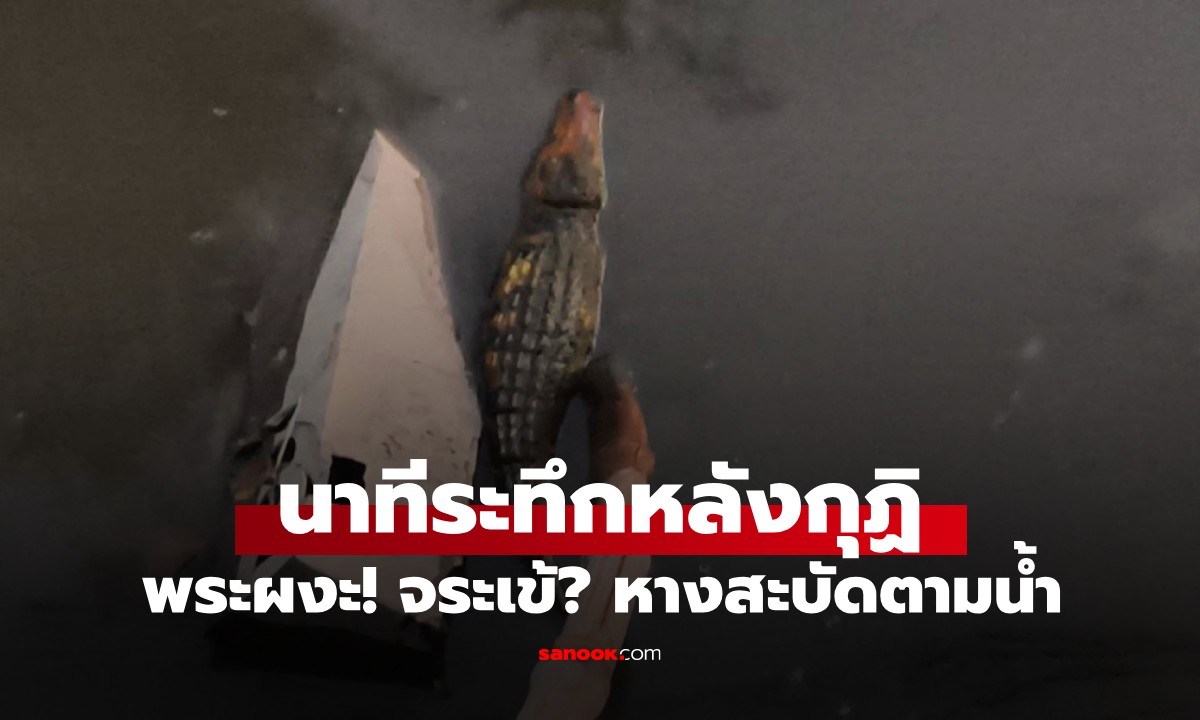 ผงะทั้งวัด! พระล้างจานหลังกุฏิ เจอ "จระเข้" โผล่คลอง สุดท้ายคดีพลิก (มีคลิป)