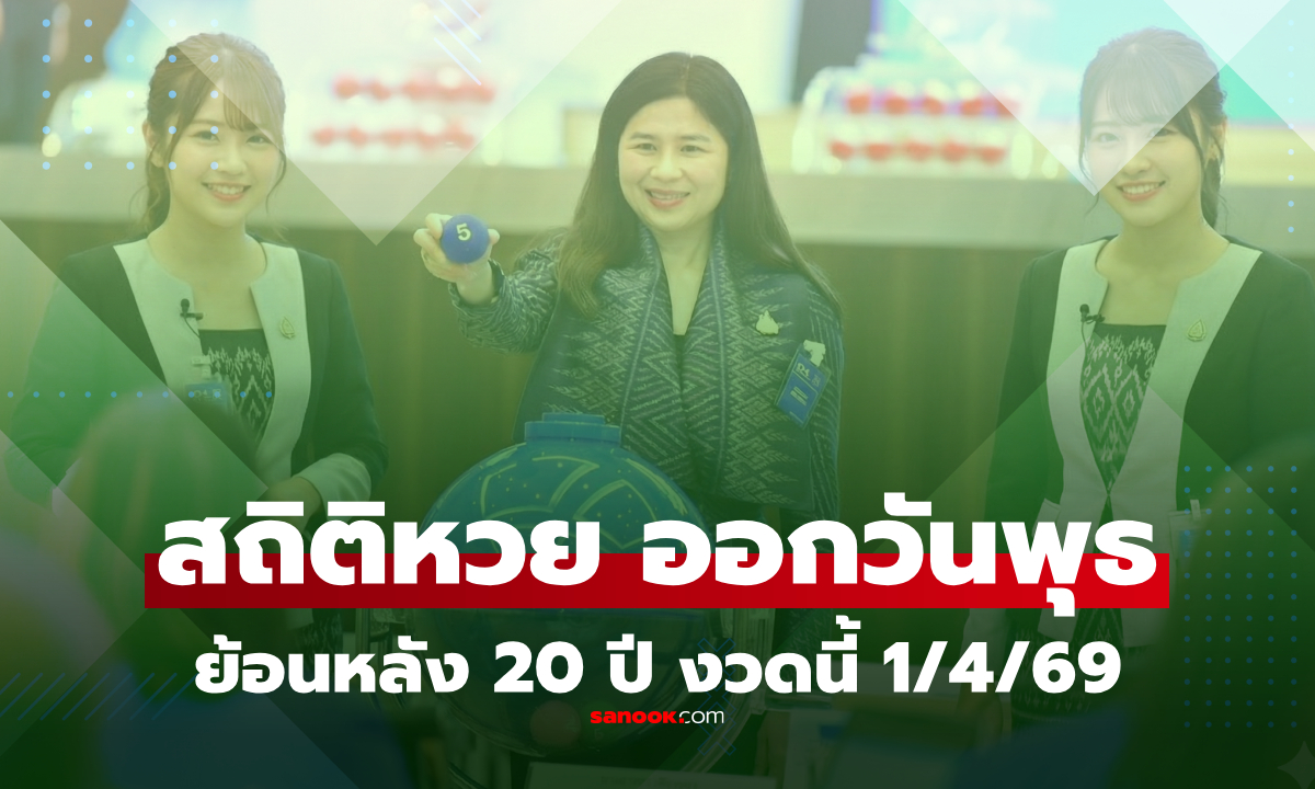 สถิติหวยออกวันพุธ งวดนี้ 1 เมษายน 2569 ย้อนหลัง 20 ปี แนวทางงวดวันพุธที่ 1/4/69