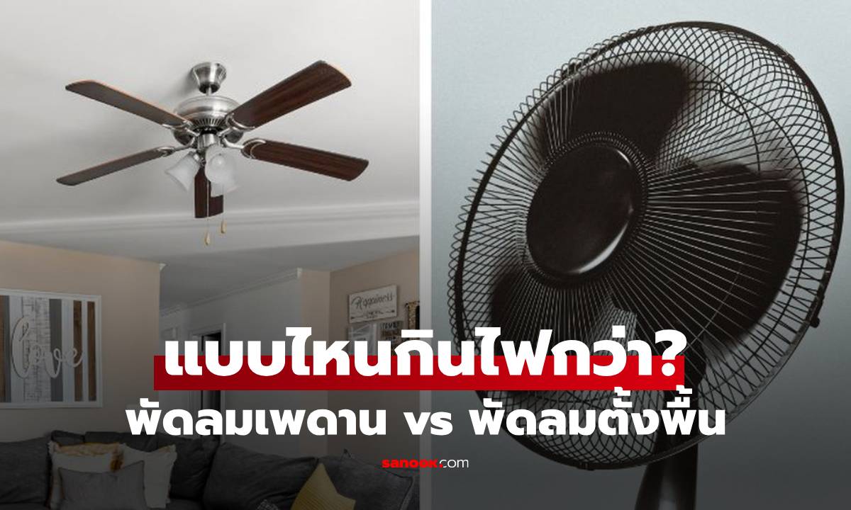 "พัดลม" เพดาน vs ตั้งพื้น แบบไหนกินไฟกว่า? เทียบสเปก 3 กับ 5 ใบพัด ต่างกันยังไง?