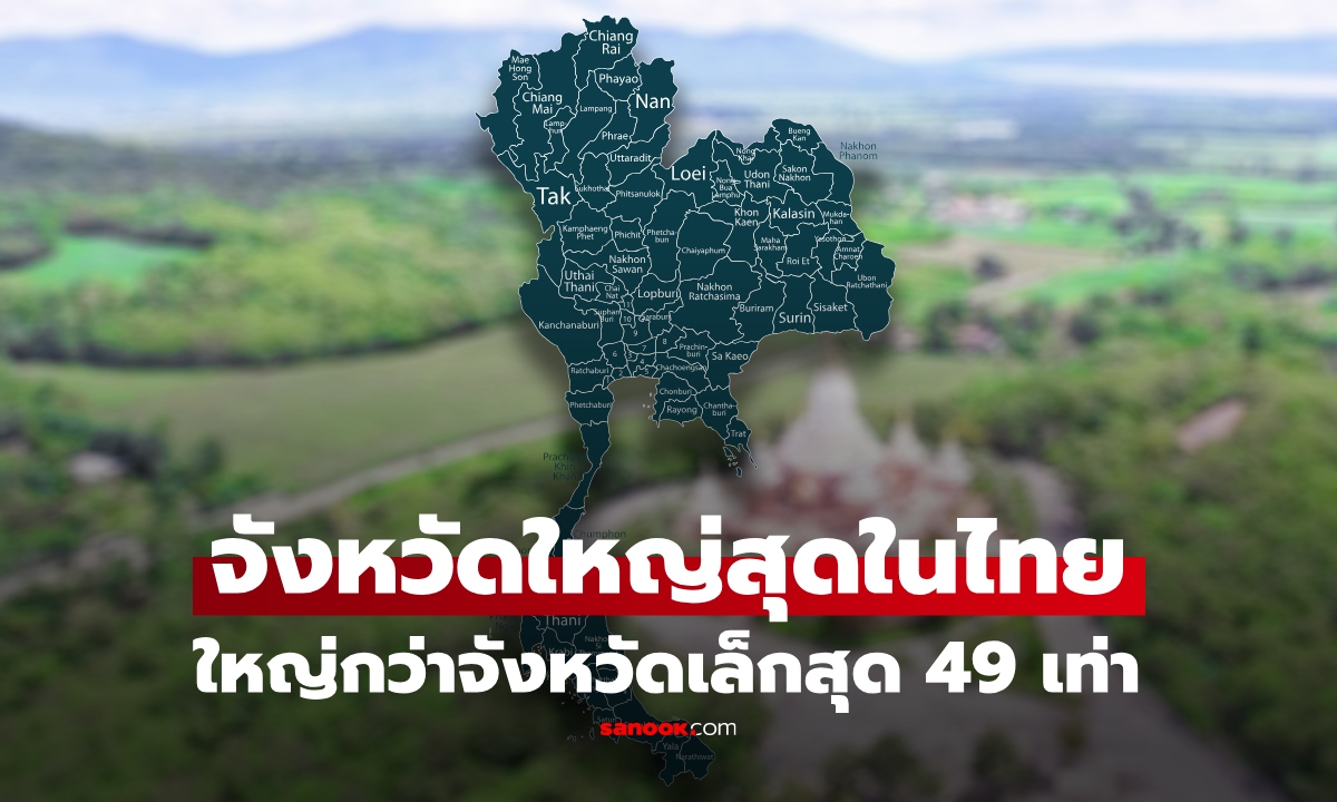 ไม่ใช่เชียงใหม่! "จังหวัดใหญ่ที่สุดในไทย" ฉบับอัปเดต อึ้ง พื้นที่มากกว่าจังหวัดเล็กสุดถึง 49 เท่า