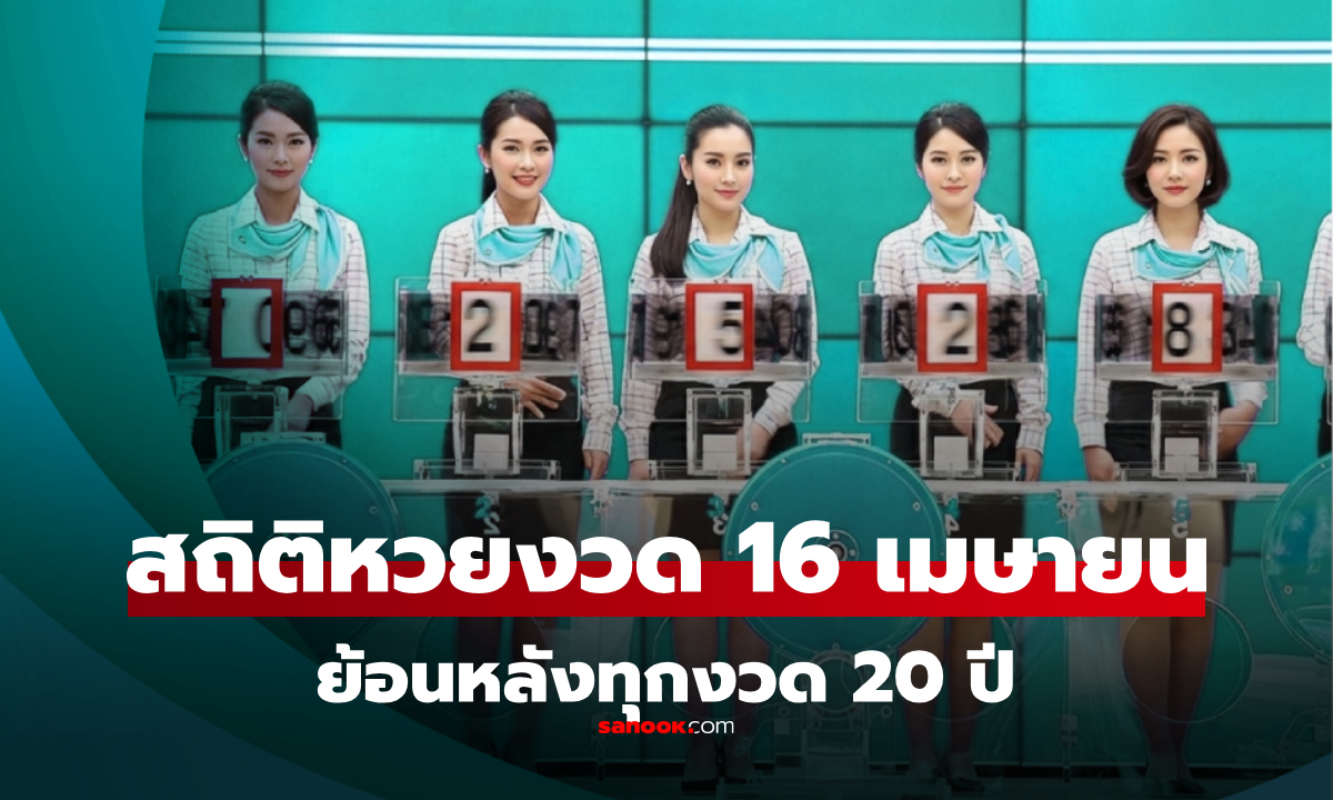 สถิติหวย 16 เม.ย. 69 (16 เมษายน 2569) ย้อนหลัง 20 ปี เลขออกซ้ำ เลขเด่นงวดนี้ 16/4/69