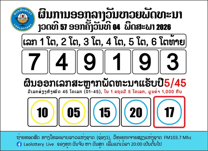 หวยลาวงดออกรางวัล 4 พฤษภาคม 2569 เนื่องในวันแรงงานสากล — image 4