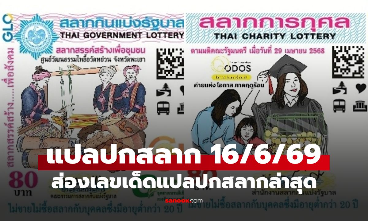 แปลปกสลาก งวด 16 มิถุนายน 2569 ถอดรหัสเลขเด็ดผ้าทอพะเยา-ชุดครุยให้โชค