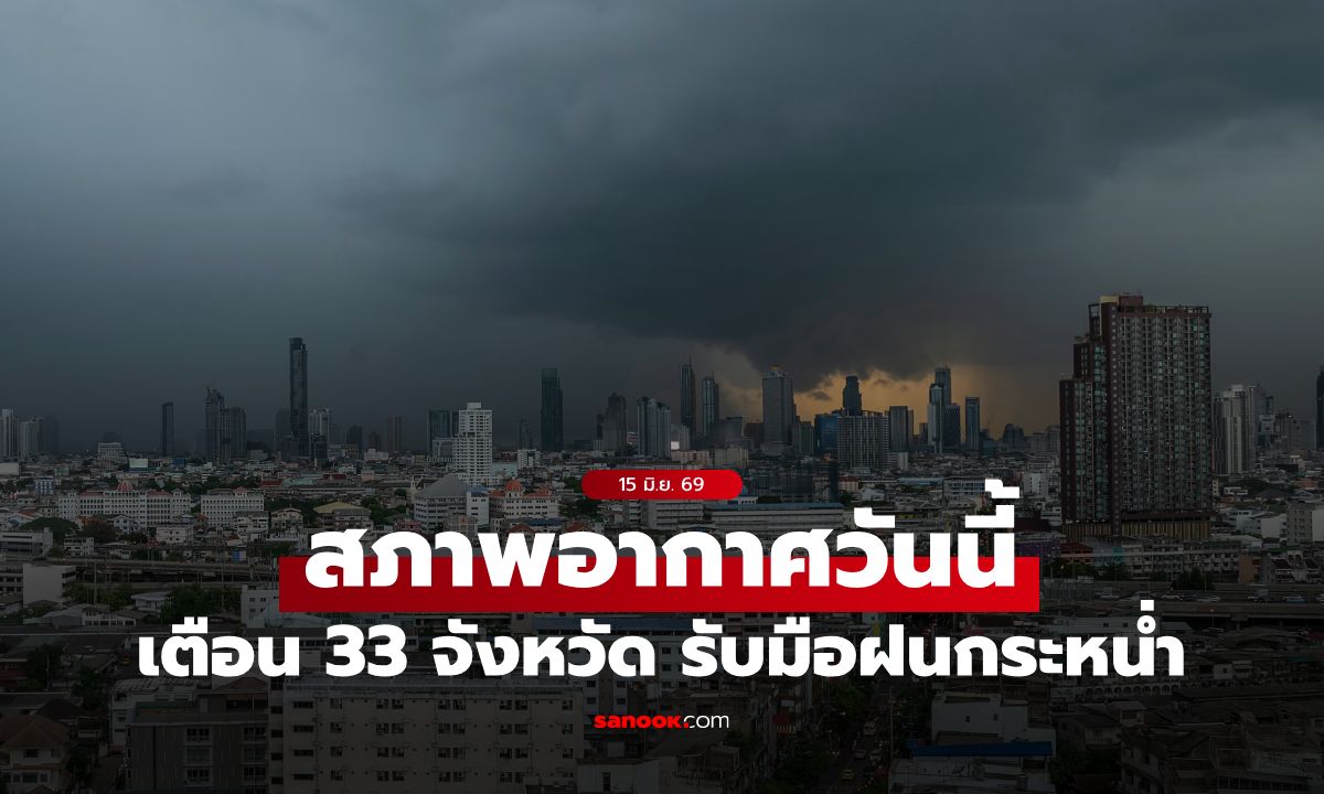สภาพอากาศวันนี้ กรมอุตุฯ เตือน 33 จังหวัด รับมือฝนกระหน่ำ กทม.โดนด้วย 40%