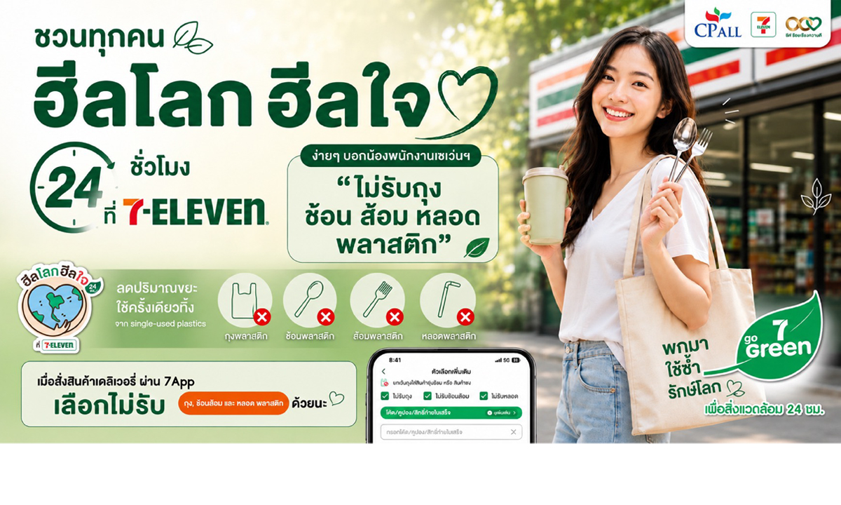 5 วิธีรวมพลัง “ฮีลโลก ฮีลใจ 24 ชั่วโมง” ด้วยการลดใช้พลาสติกแบบง่ายๆ ที่ 7-Eleven