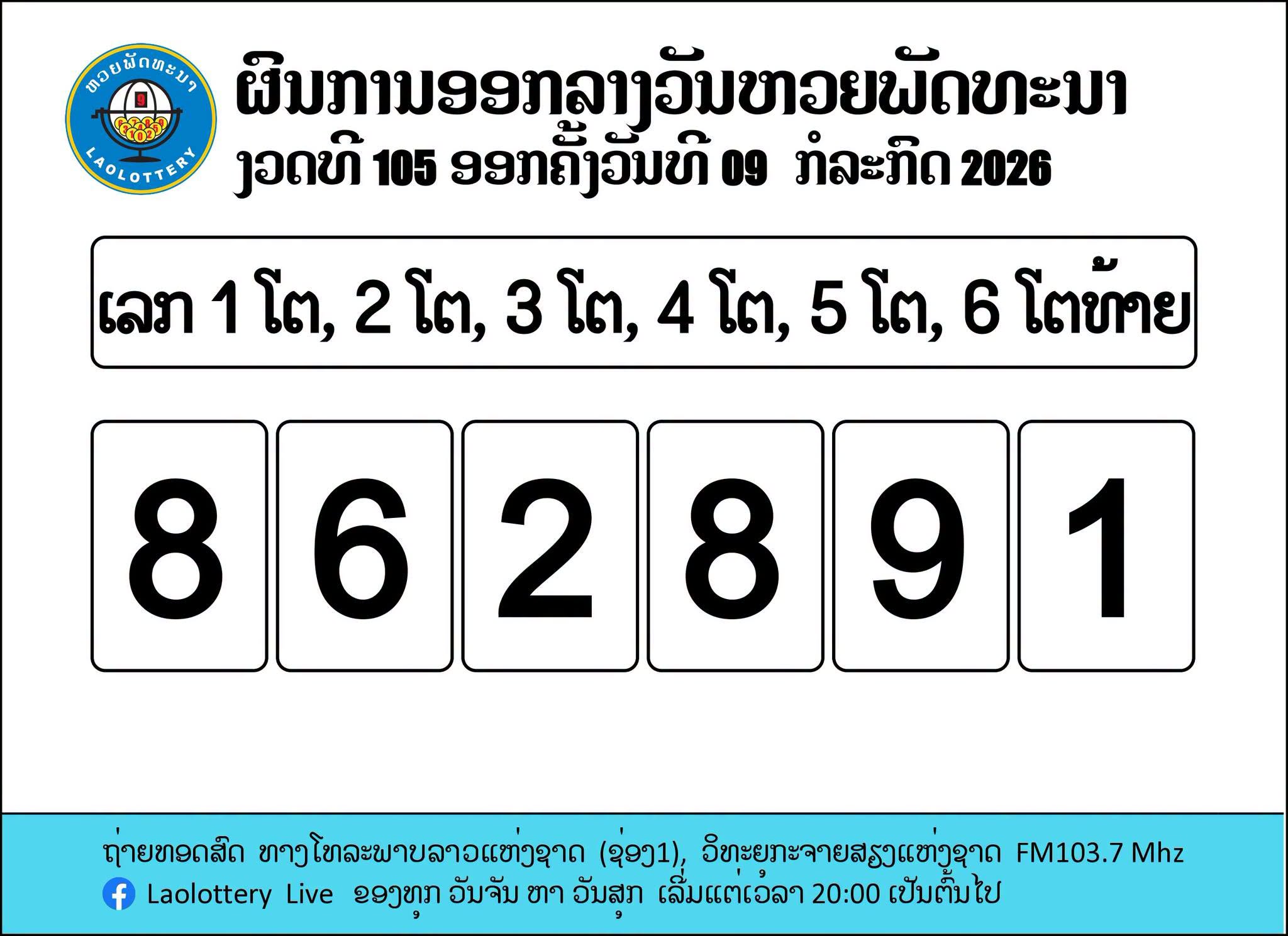 หวยลาววันนี้ 9 กรกฎาคม 2569