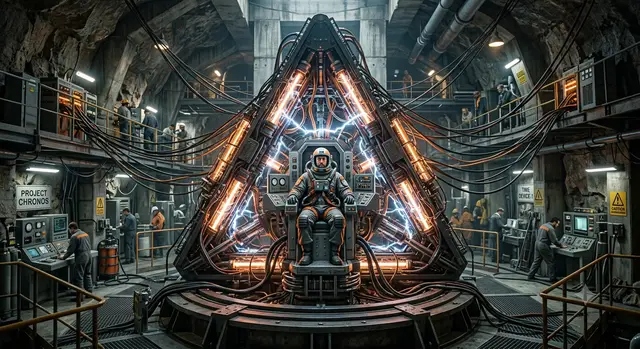 ภาพจำลองเครื่องย้อนเวลาที่สร้างโดย AI โดยอิงจากคำอธิบายของวอล์กเกอร์