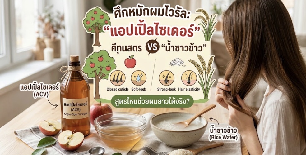 ศึกหมักผมไวรัล: "แอปเปิ้ลไซเดอร์" VS "น้ำซาวข้าว" สูตรไหนช่วยผมยาวได้จริง?