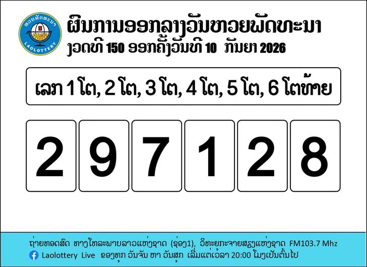 หวยลาว 10 กันยายน 2569