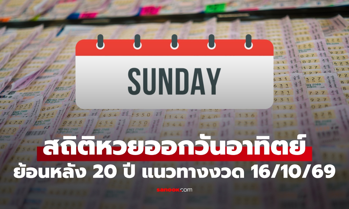 สถิติหวยออกวันอาทิตย์ หวยงวดนี้ 1 พฤศจิกายน 2569 สถิติย้อนหลัง 20 งวด แนวทาง 1/11/69