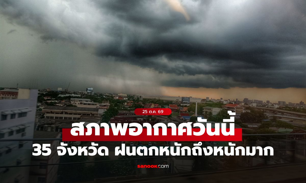 สภาพอากาศวันนี้ กรมอุตุฯ เตือน ฝนตกหนักถึงหนักมาก เปิดชื่อ 35 จังหวัด โดนเต็มๆ