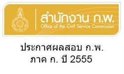 ประกาศผลสอบ ก.พ.ภาค ก. ปี 2555