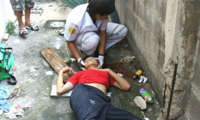 สาวเสพยาโดดตึกหนีตำรวจบุกตรวจค้น หวิดดับ