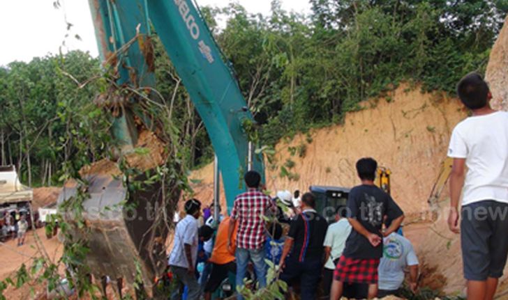 ดินถล่มทับรถแบคโฮสงขลาคนขับสาหัส