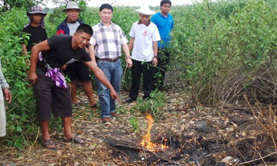 ไฟลุกดินรอบ "บึงชวน" เชื่อที่สถิตย์พญานาค-อบต.รอกรมทรัพยากรณีสอบ