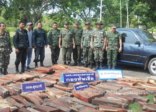 ทหารน้ำอุบลฯยึดไม้พะยูง113ท่อนมูลค่า1ล.