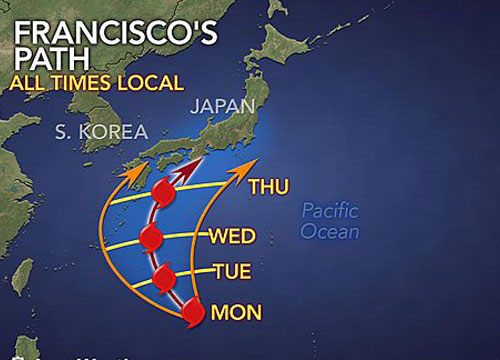 USเตือนญี่ปุ่นเฝ้าระวังพายุฟรานซิสโก25ต.ค.