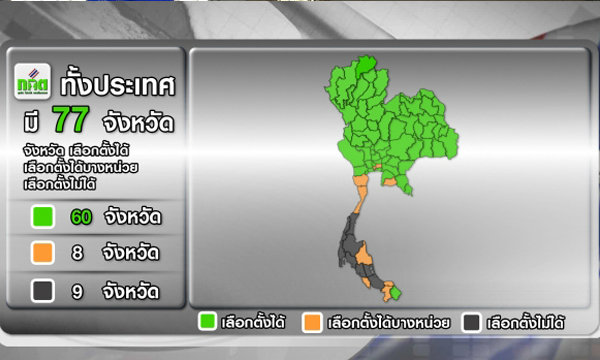 กกต.สรุปภาพรวมเลือกตั้งงดลงคะแนน 18 จังหวัด 69 เขต