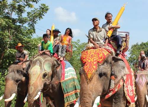 ช้าง165เชือกแห่เทียนพรรษาถวายพระสงฆ์