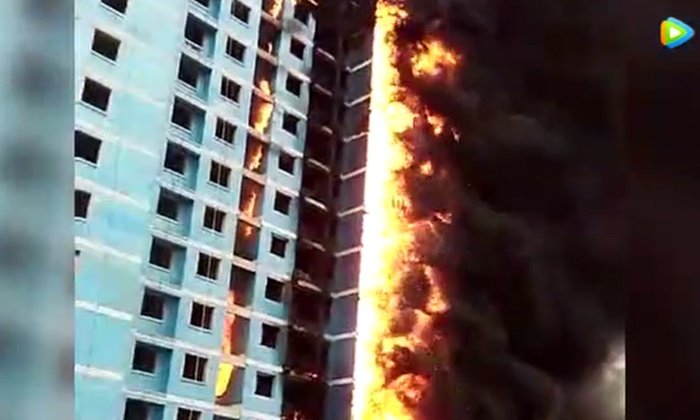 ไฟไหม้ท่วมตึก คอนโดจีนใกล้สร้างเสร็จ ยังไม่ทันได้เข้าอยู่