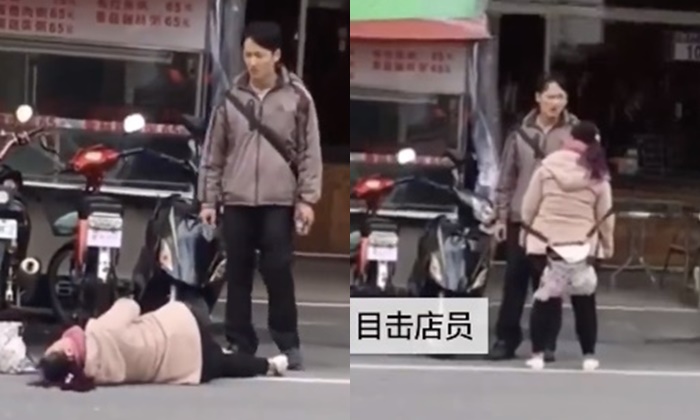 หนุ่มไต้หวันสุดเอือม แฟนสาวงอนเล่นใหญ่ ล้มพับนอนนิ่งบนถนน