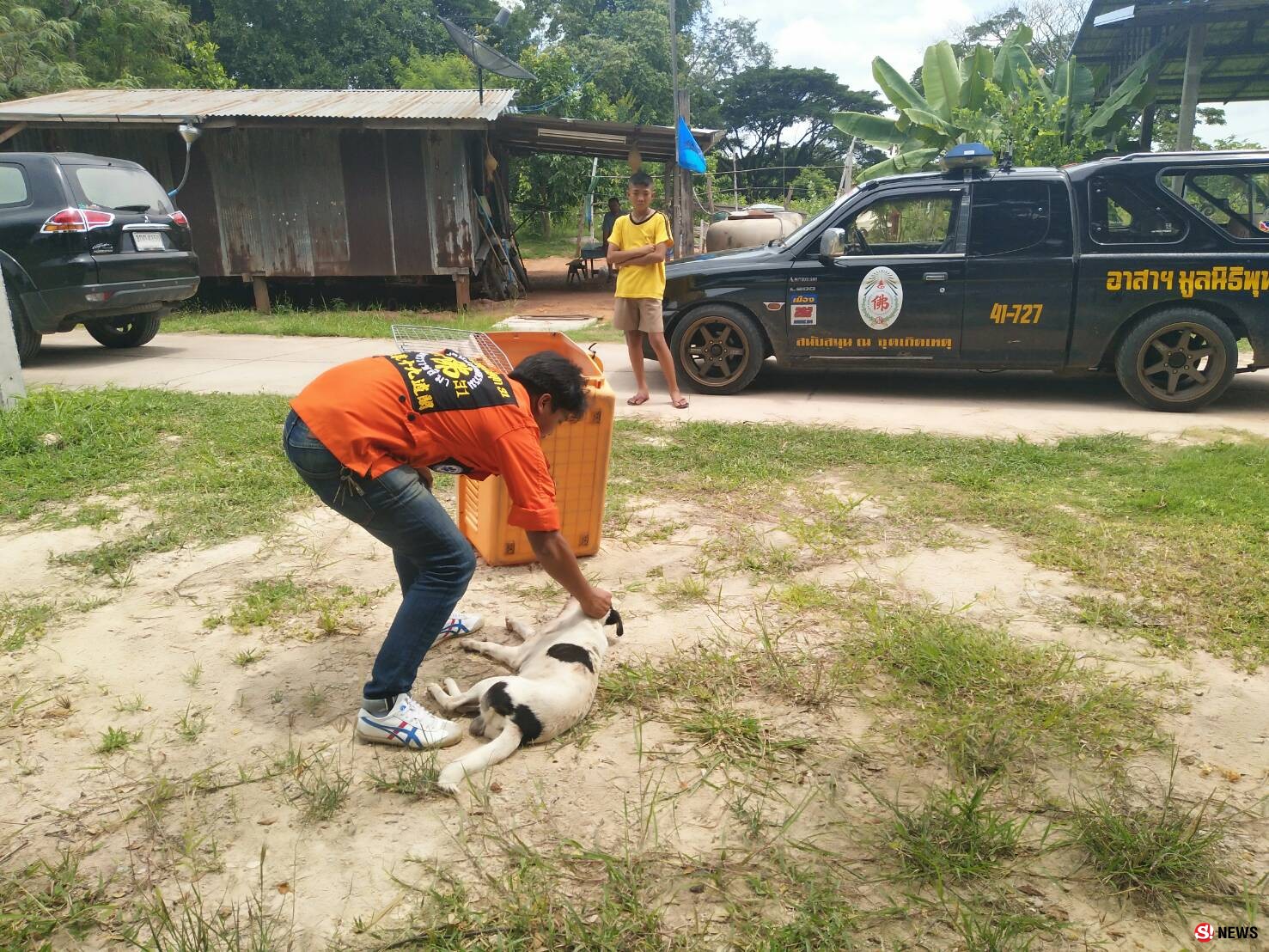 ลูกดอกปักคอหมาสาหัส-“กู้ภัยฮุก 31” เร่งยื้อชีวิตคาด มือเหี้ยมหวังปลิดชีพกันกัดไก่ชน