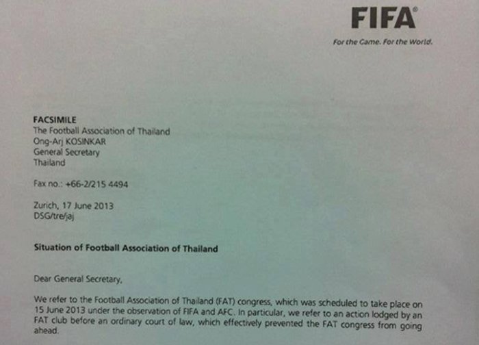 ฟีฟ่าขู่ฟ้อพัทยารีบถอนฟ้องจ่อเปิดโต๊ะถกด่วน