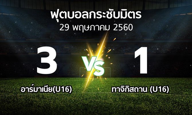 ผลบอล : อาร์มาเนีย(U16) vs ทาจิกิสถาน (U16) (ฟุตบอลกระชับมิตร)