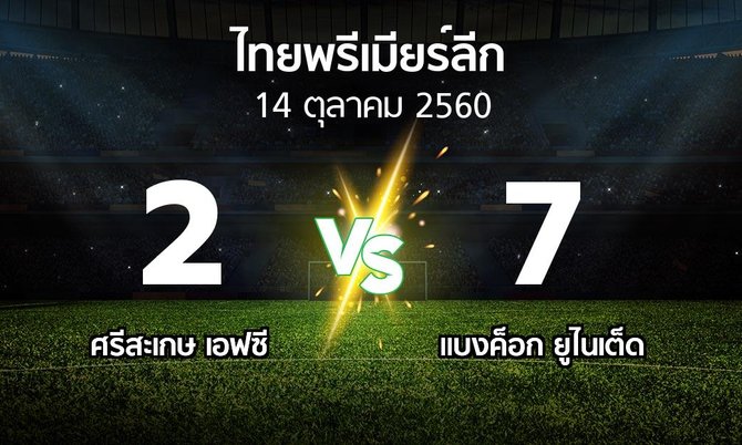 ผลบอล : ศรีสะเกษ เอฟซี vs แบงค็อก ยูไนเต็ด (ไทยพรีเมียร์ลีก 2017)