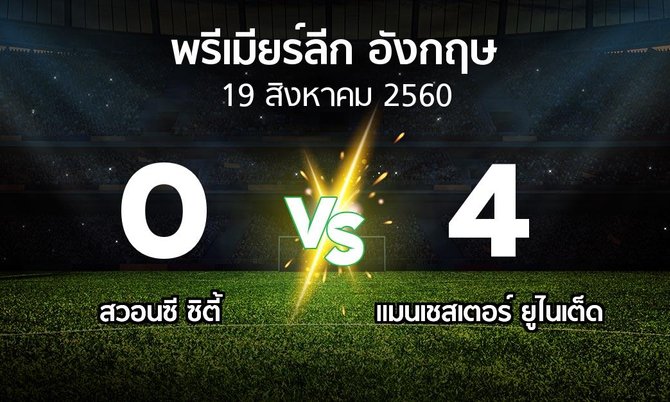 ผลบอล : สวอนซี ซิตี้ vs แมนฯ ยูไนเต็ด (พรีเมียร์ลีก 2017-2018)