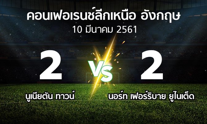 ผลบอล : นูเนียตัน ทาวน์ vs นอร์ท เฟอร์ริบาย ยูไนเต็ด (คอนเฟอเรนช์ลีกเหนืออังกฤษ 2017-2018)