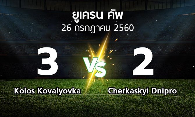 ผลบอล : Kolos Kovalyovka vs Cherkaskyi Dnipro (ยูเครน-คัพ 2017-2018)