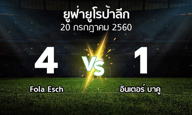 ผลบอล : Fola Esch vs อินเตอร์ บาคู (ยูฟ่า ยูโรป้าลีก 2017-2018)