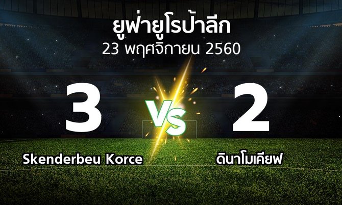 ผลบอล : Skenderbeu Korce vs ดินาโมเคียฟ (ยูฟ่า ยูโรป้าลีก 2017-2018)