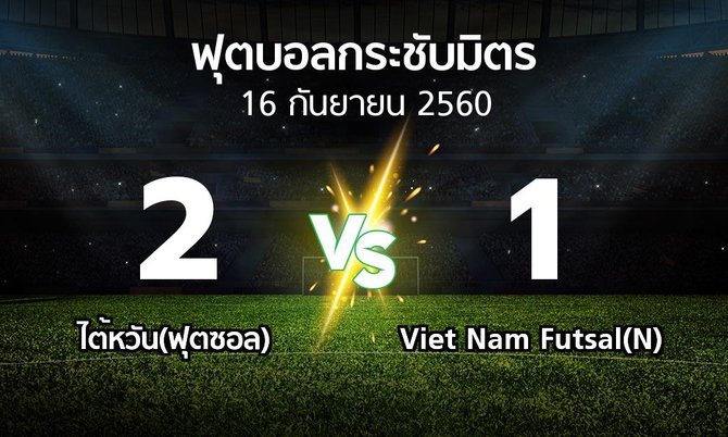 ผลบอล : ไต้หวัน(ฟุตซอล) vs Viet Nam Futsal(N) (ฟุตบอลกระชับมิตร)