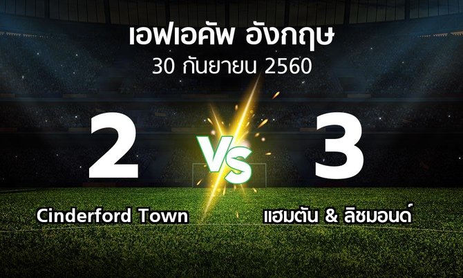 ผลบอล : Cinderford Town vs แฮมตัน & ลิชมอนด์ (เอฟเอ คัพ 2017-2018)