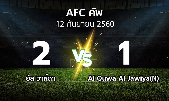 ผลบอล : อัล วาห์ดา vs Al Quwa Al Jawiya(N) (เอเอฟซีคัพ 2017)