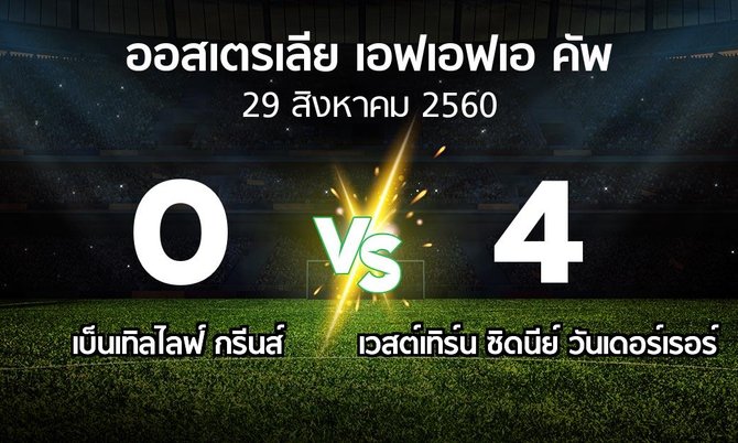 ผลบอล : เบ็นเทิลไลฟ์ กรีนส์ vs เวสต์เทิร์น ซิดนีย์ วันเดอร์เรอร์ (ออสเตรเลีย-เอฟเอฟเอ-คัพ 2017)