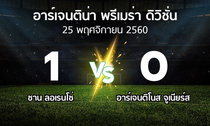 ผลบอล : ซาน ลอเรนโซ่ vs อาร์เจนติโนส จูเนียร์ส (อาร์เจนติน่า-พรีเมร่า-ดิวิชั่น 2017-2018)