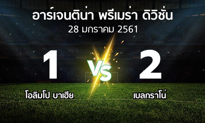 ผลบอล : โอลิมโป บาเฮีย vs เบลกราโน่ (อาร์เจนติน่า-พรีเมร่า-ดิวิชั่น 2017-2018)