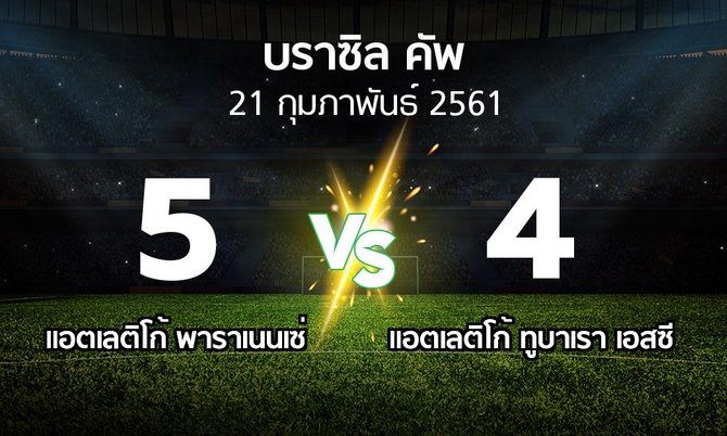 ผลบอล : แอตเลติโก้ พาราเนนเซ่ vs แอตเลติโก้ ทูบาเรา เอสซี (บราซิล-คัพ 2018)