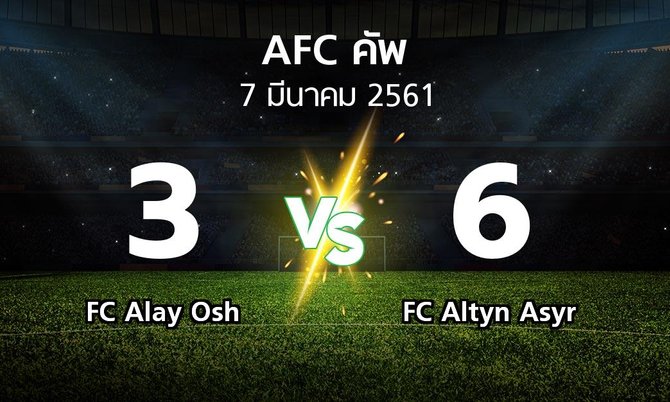 ผลบอล : FC Alay Osh vs FC Altyn Asyr (เอเอฟซีคัพ 2018)