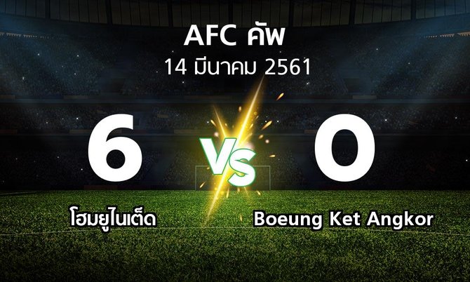 ผลบอล : โฮมยูไนเต็ด vs Boeung Ket Angkor (เอเอฟซีคัพ 2018)